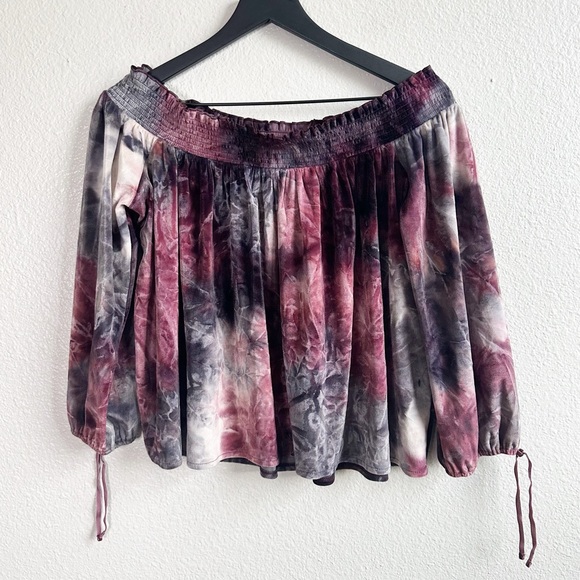 NWT American Eagle Off-Shoulder Tie Dye Velvet Blouse Women’s Size Medium - Picture 2 of 9